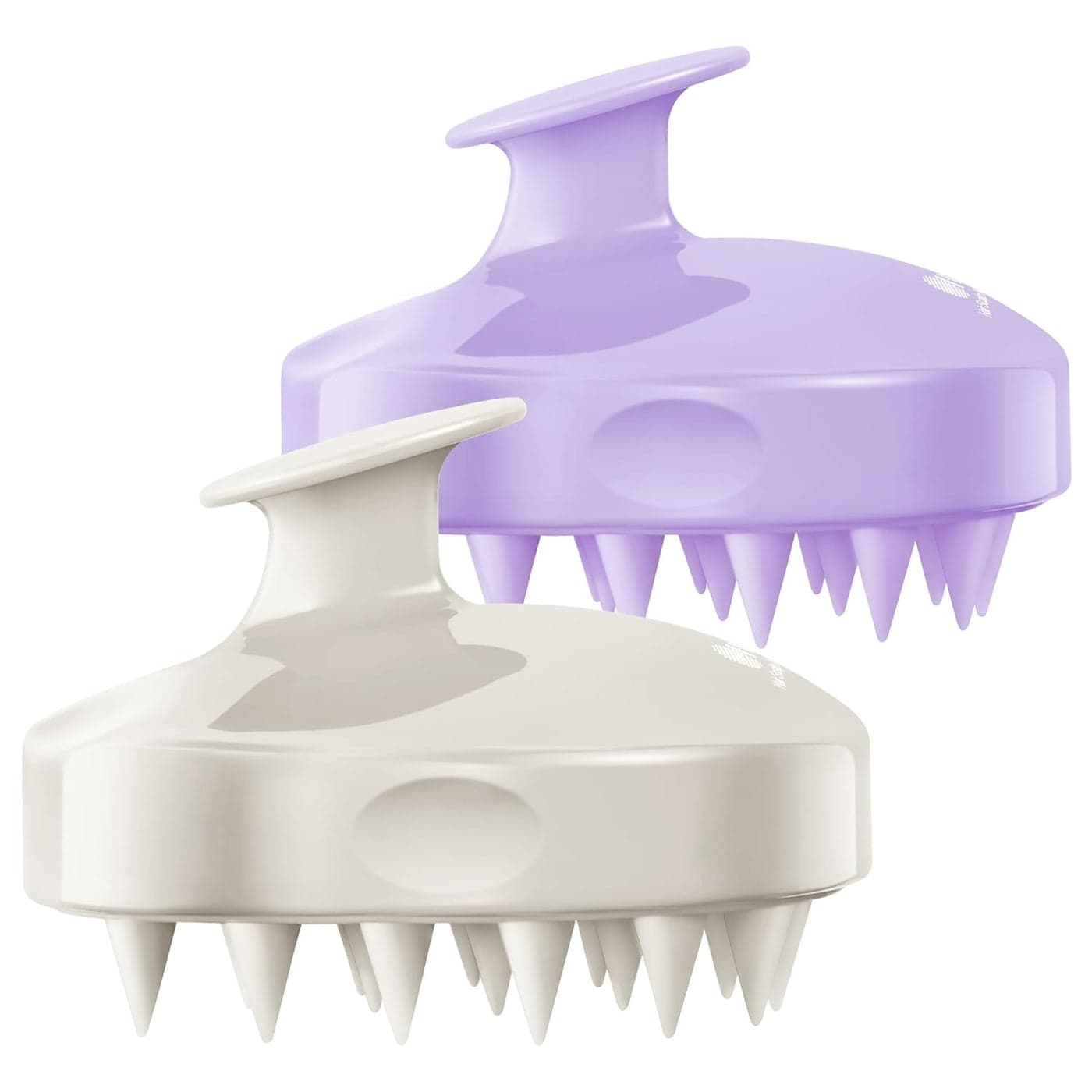 HEETA Hair Scalp Massager Shampoo Brush 2 Pack Soft Silicone Bristles to Remove Dandruff Waterproof Hair Scrubber for Both Wet Dry Hair Suitable for Men Women Light BeigePurple