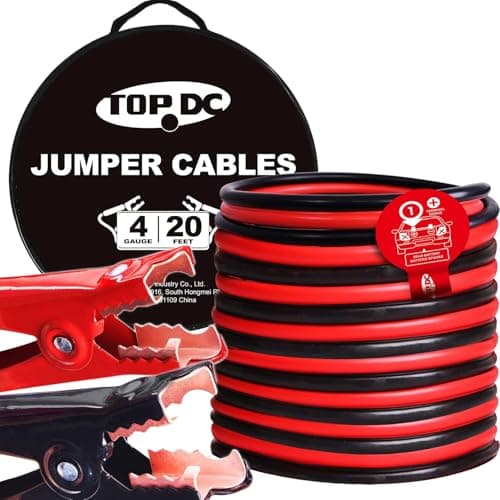 TOPDC 4 Gauge 20 Feet Jumper Cables for Car SUV and Trucks Battery Heavy Duty Automotive Booster Cables for Jump Starting Dead or Weak Batteries with Carry Bag TDP0420