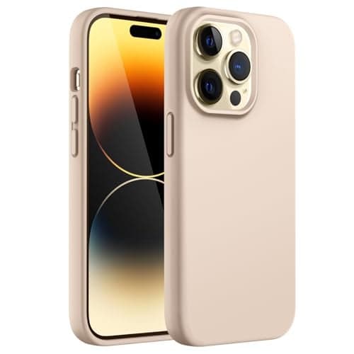 JETech Silicone Case for iPhone 14 Pro Max 67Inch SilkySoft Touch FullBody Protective Phone Case Shockproof Cover with Microfiber Lining Beige