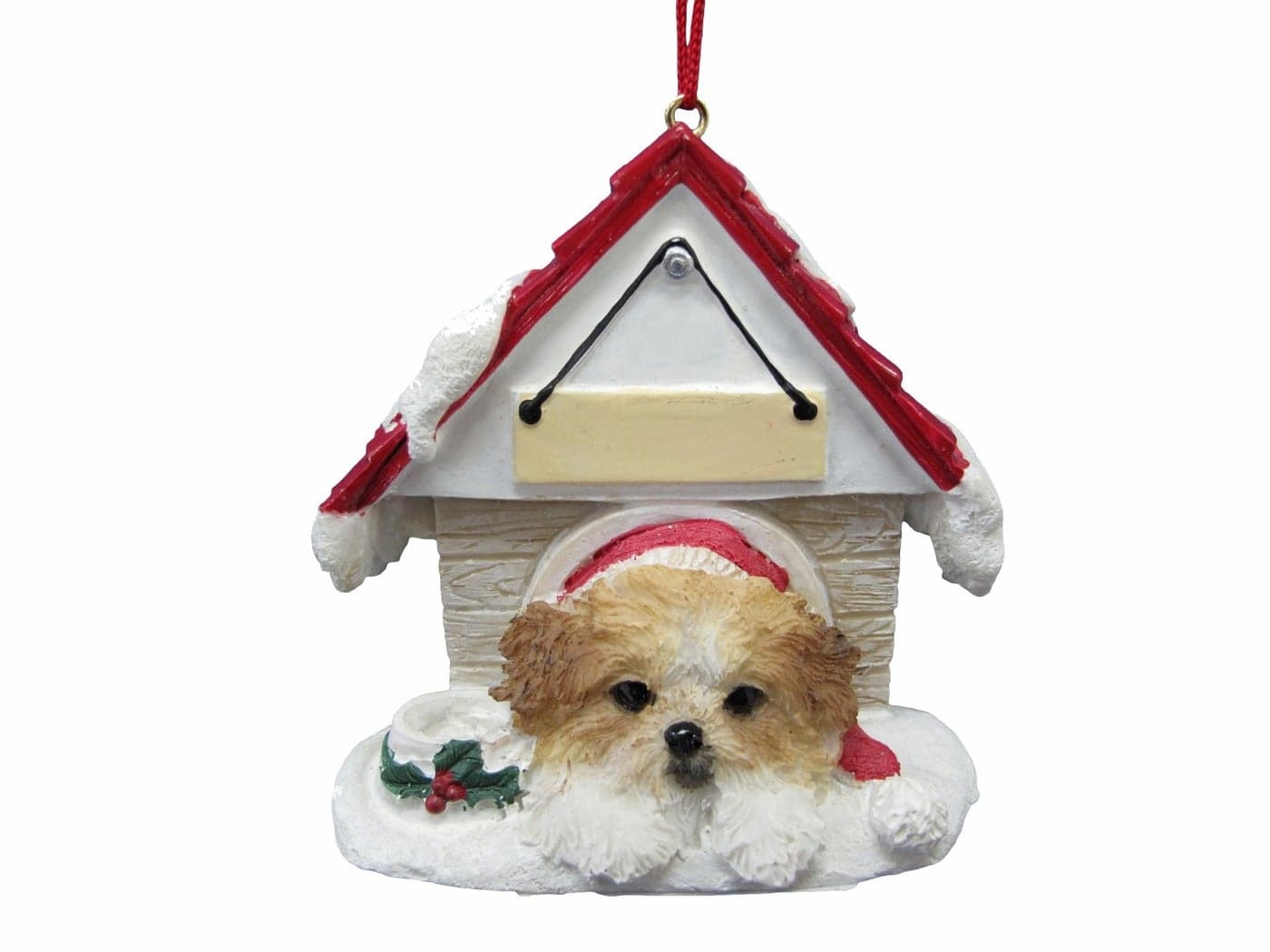Shih Tzu Tan White Puppycut Ornament A Great Gift For Shih Tzu Tan White Puppycut Owners Hand Painted and Easily Personalized Doghouse Ornament With Magnetic Back