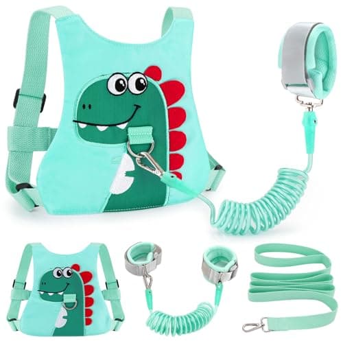 Toddler LeashBaby Walking Safty Harness and Child Anti Lost Wrist Link for GirlsBoys Travel Green