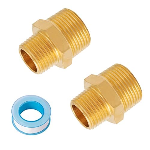 SUNGATOR 3/4 Inch NPT x 1/2 Inch Male Hex Nipple Reducer, 3/4'' to 1/2'' Male Brass Pipe Fitting Adapters, Brass Hex Nipple Reducing Connectors with Sealing Tape (4 Pack)
