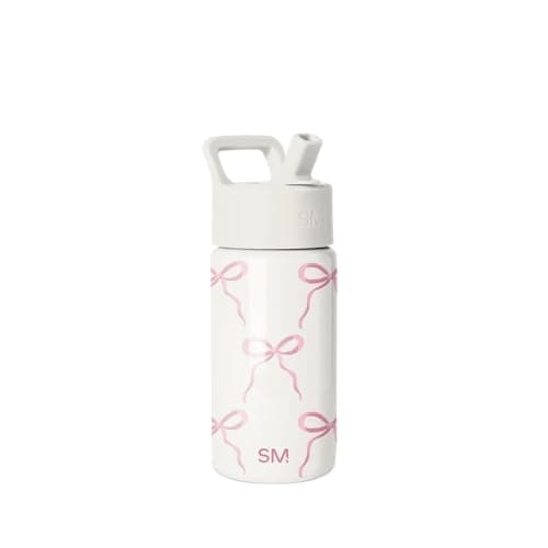 Simple Modern Kids Water Bottle with Straw Lid 14oz Insulated Stainless Steel Kids Tumbler Spill Proof Toddler Cup for School Girls Boys Summit Bows