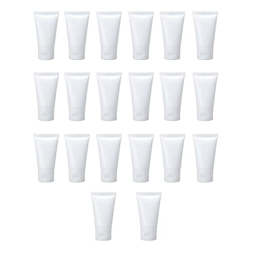 VASANA 20PCS 30ml/1oz Empty Refill White Plastic Cosmetic Lotion Tubes Bottles Shampoo Facial Cleanser Makeup Sample Soft Container Tube Bottle Vial Jar Pot Case with Flip Cap