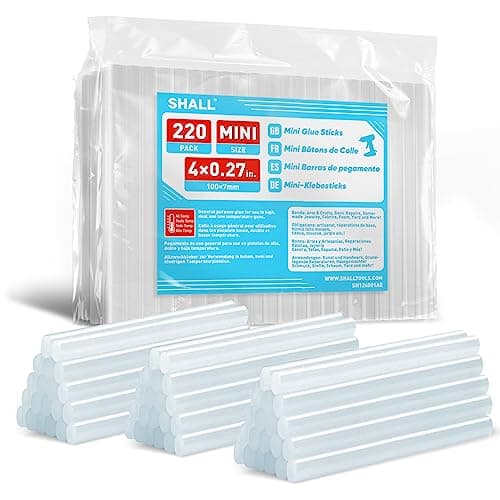 SHALL Mini Hot Glue Sticks 027 Dia x 4 Long 220pack Clear Hot Melt Glue Gun Sticks for Alltemp Mini Glue Guns Multipurpose for Kids Adults DIY Art Craft Sealing Repairing Festival Decoration