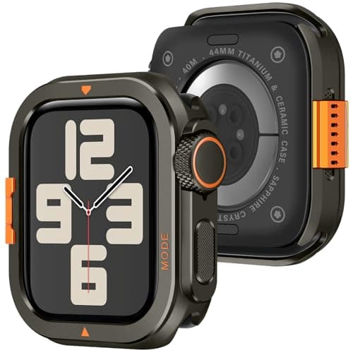 Amizee Metal Case Compatible with Apple Watch SE 3/2/1 Series 6/5/4 44mm Case with Back Cover, Rugged Protective Bumper Cover for iWatch 44mm, Graphite