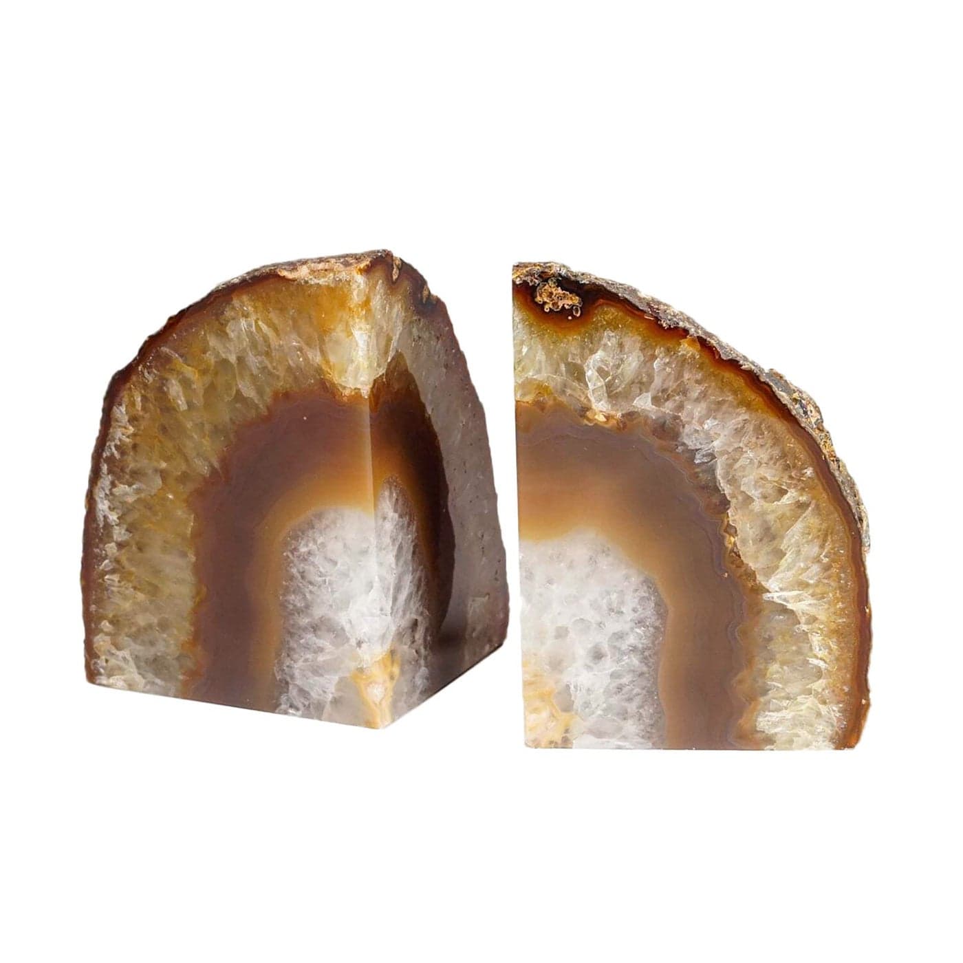 AMOYSTONE Unique Agate Stone Bookends HeavyDuty Book Ends for Heavy Books Quartz Crystal Book Stopper Natural BrownGray 46 LBS Perfect for Office and Studyroom Decor