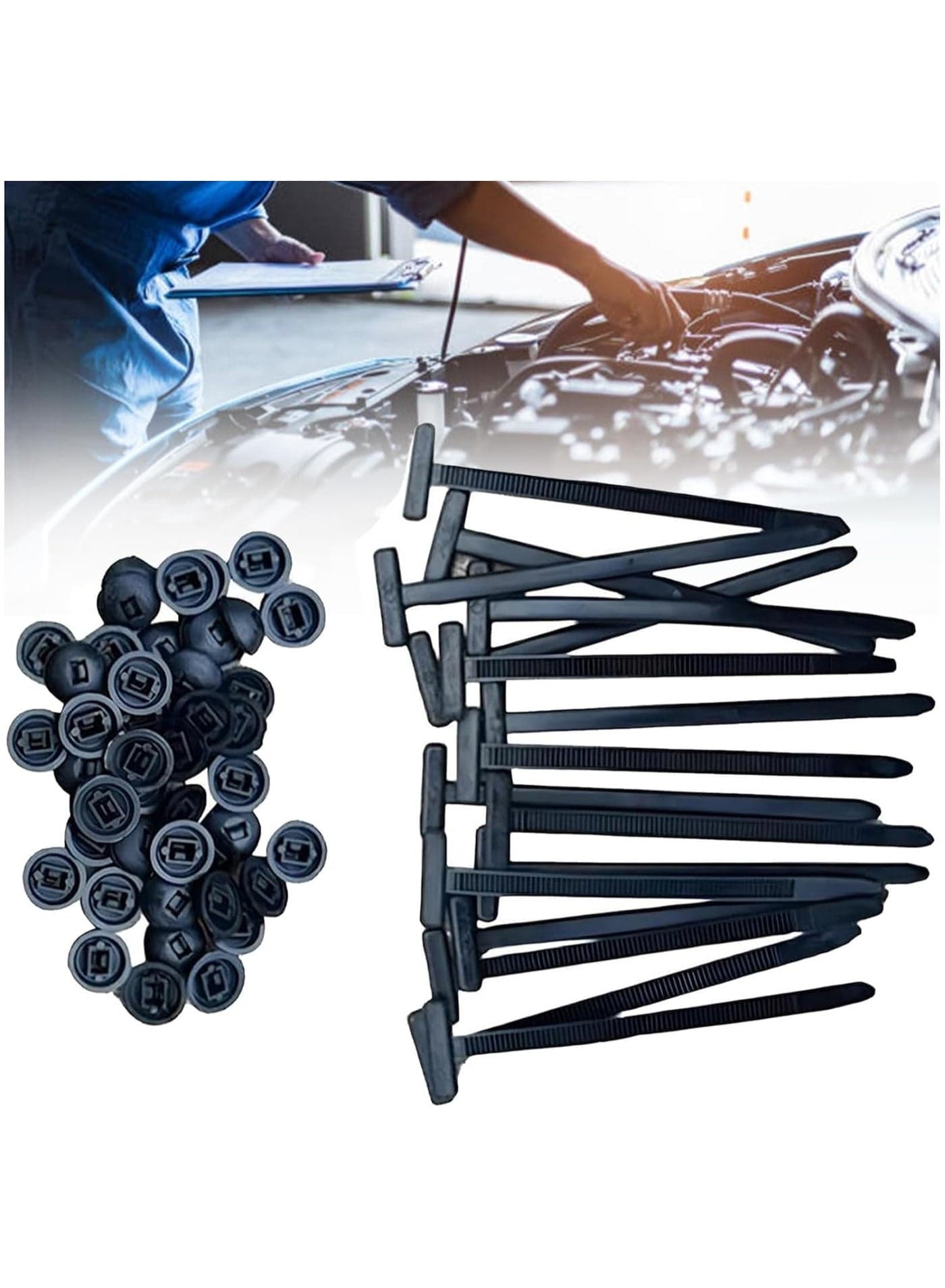 100 PCS Universal Cable Tie Buckle Heavy Duty Self-Locking Nylon Zip Ties Holder New Multifunctional Cable Tie Buckle Push Mount Zip Ties For Car Daily Repair