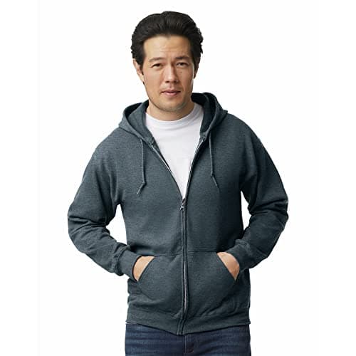 Gildan Adult Fleece Zip Hoodie Sweatshirt, Style G18600, Multipack, Dark Heather (1-pack), XX-Large