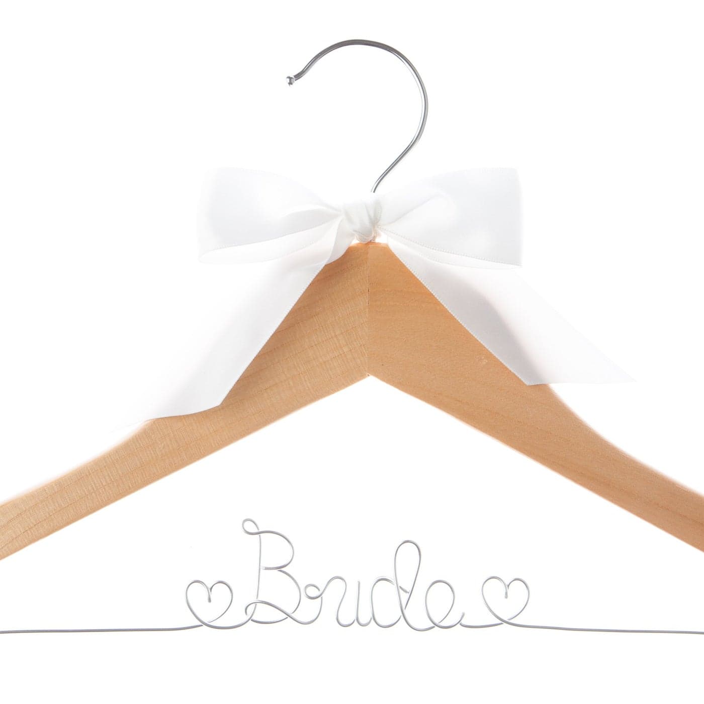 Ella Celebration Bride Wedding Dress Hanger Natural Wood Wooden and Wire Hangers for Dresses Natural Wood Silver Wire