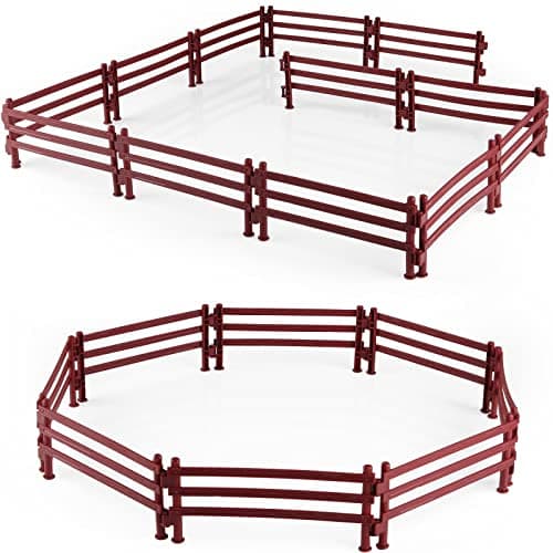 RCOMG 40PCS Plastic Fence Toys Farm Corral Fencing Accessories Playset for Barn Paddock Horse Stable Figures Toys Panel Accessories Gift for Toddlers Kids