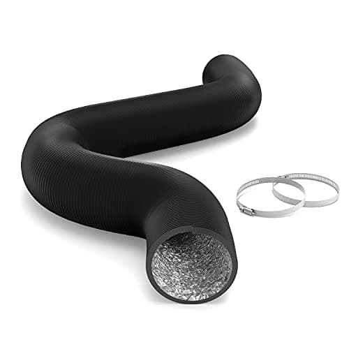 iPower Flexible 4 Inch 25 Feet Aluminum Ducting 4 Layer Protection Dryer Vent Hose for HVAC Heating Cooling Ventilation and Exhaust, 2 Clamps Included, Black
