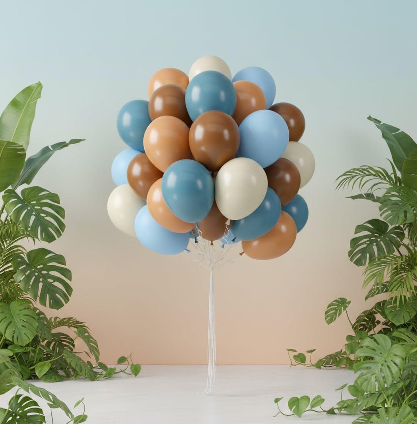 Toys Treasure 60 Pcs Metallic Brown Blue White Confetti Balloons - Rustic Party Decorations for Wedding Birthday Baby Shower