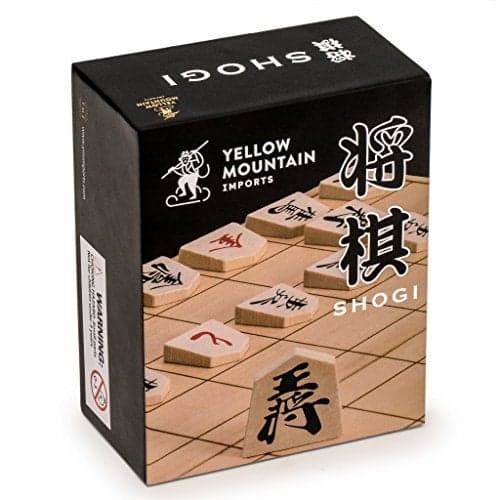 Yellow Mountain Imports Wooden Shogi Japanese Chess Game Traditional Koma Playing Pieces with Paper Shogiban