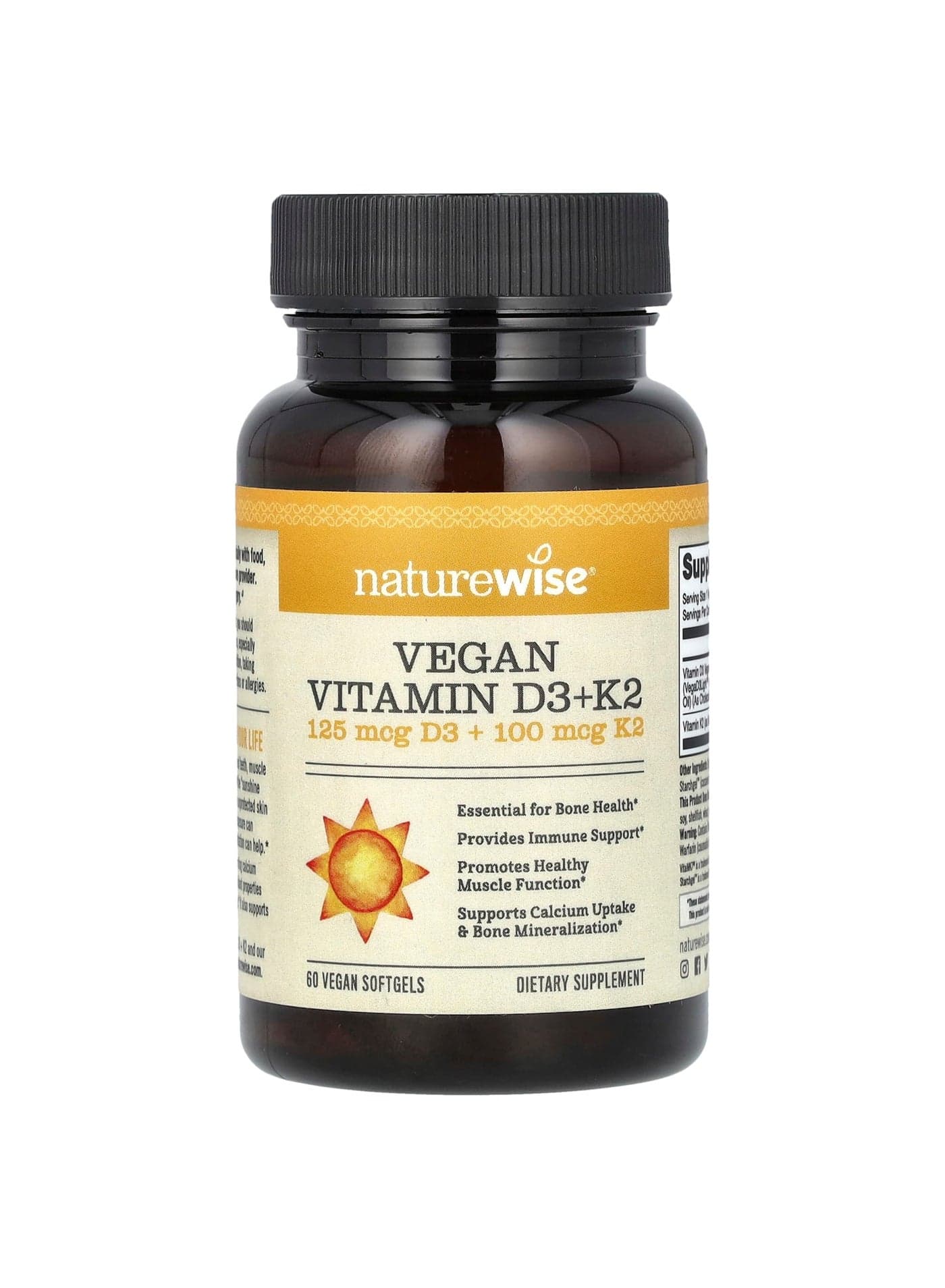 Vegan Vitamin D3 + K2, 60 Vegan Softgels