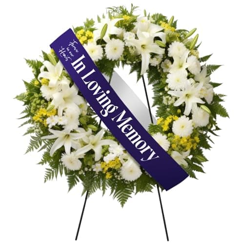 Fanfanwin Funeral Sash Memorial Wreath Sash Funeral Ribbon Celebration of Life Ribbon for Casket or Wreath Flowers Memorial Service Honor the Loved Ones Memory 58x4''(Purple,in Loving Memory)