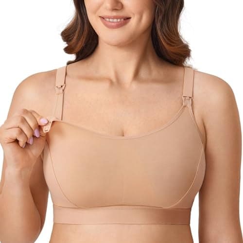 Gratlin Womens Plus Size Nursing Bra Sports Maternity Support Cotton Breastfeeding Bras Natural XLarge