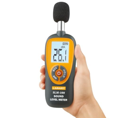 LABART Digital Sound Level Meter Certificate included- Noise Meter with LCD Display, Measurement Range 30-130 dB SPL, Accurate Decibel Reader SLM-100