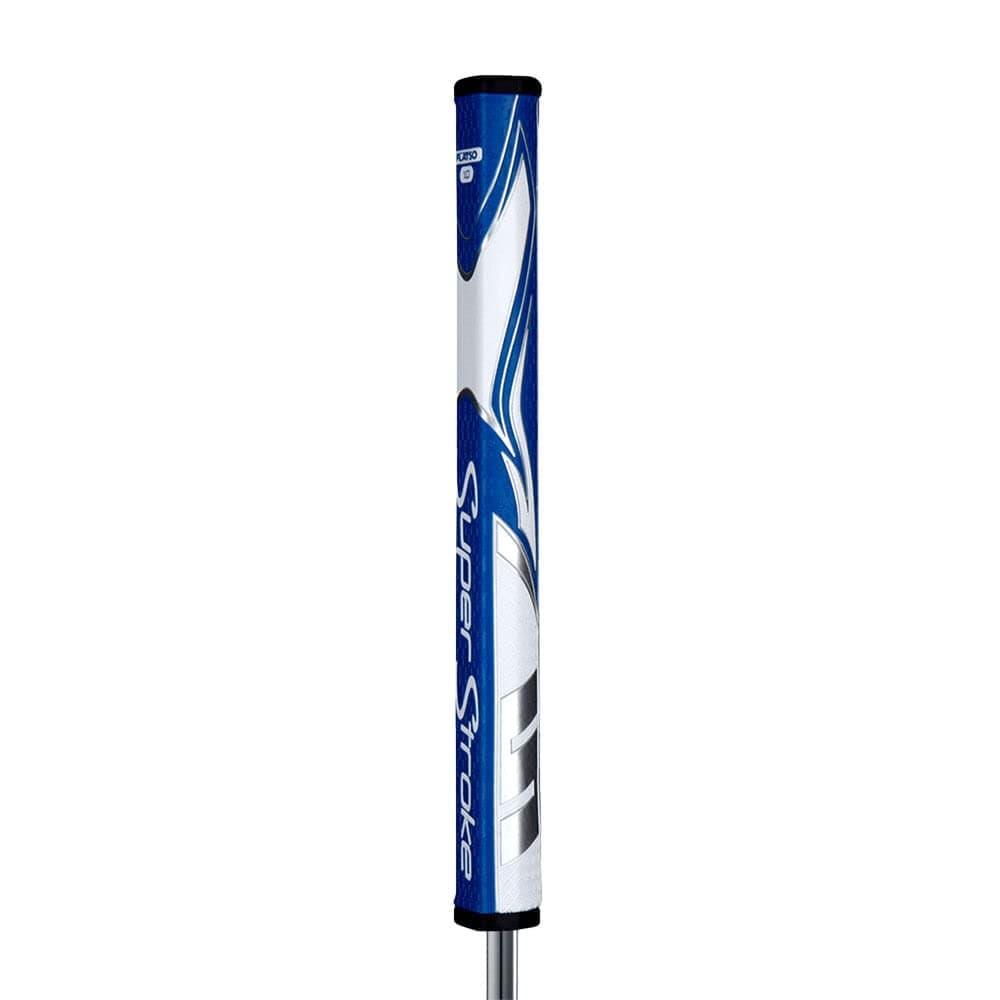 SuperStroke Zenergy Flatso 1.0 Golf Putter Grip with No Taper Enhanced SPYNE Technology, New Multi-Zone Texturing and Tech-Port, Blue/White