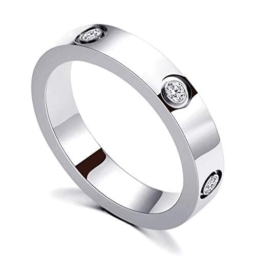 PDWZNBA Love Friendship Ring 18K Gold Silver Rose Plated Cubic Zirconia Stainless Steel Promise Ring Wedding Band Jewelry Birthday Gifts for Women