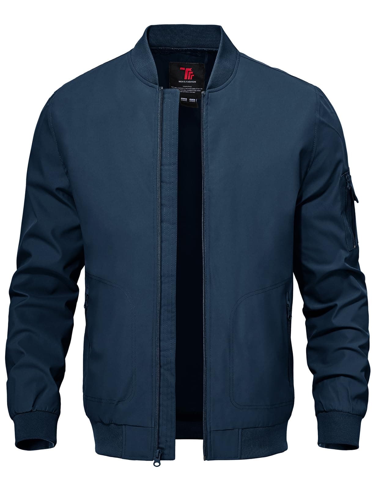 TBMPOY Mens Lightweight Bomber Jackets Light Windbreaker Casual Stylish Fall Golf Zip Up Fashion Dress Business Varsity Navy M