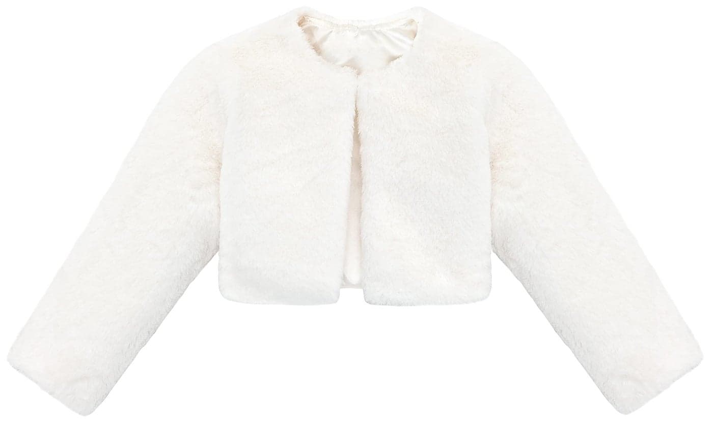 Lilax Girls Cozy Faux Fur Long Sleeve Crew Neck Dress Coat (Cream,3T)