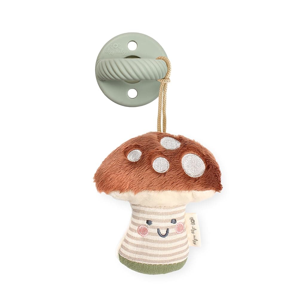 Itzy Ritzy Pacifier and Lovey Set Detachable Plush Mushroom and Coordinating Green Silicone Pacifier Ideal for Ages 0 Months and Up Mushroom