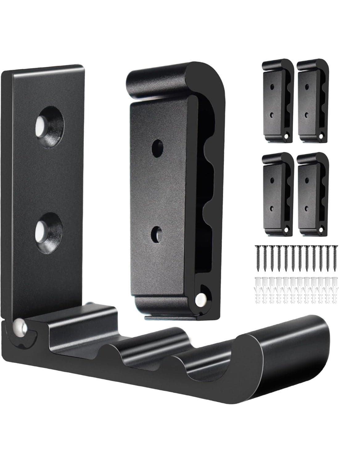 6 PCS Heavy Duty Folding Wall Hooks, Sturdy Black Wall Mounted Hooks for Coats, Towels, Backpacks, Bags, Space Saving Wave Design for Living Room, Bedroom Organization