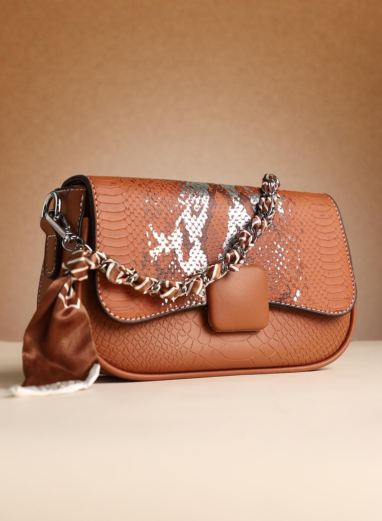 Sequined Snake Chain Handbag