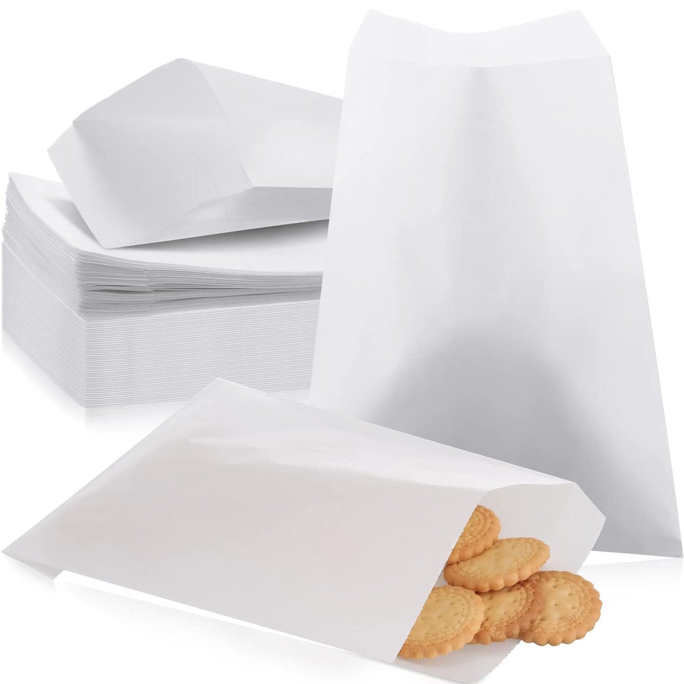 Epakh 500 Pcs Grease Resistant Paper Treat Bags 5 12 x 7 09 Inches Paper Cookie Sleeves Bags Glassine Semi Transparent Flat Bakery Sleeves Envelopes for Bakery Candies Chocolate Hand PieWhite