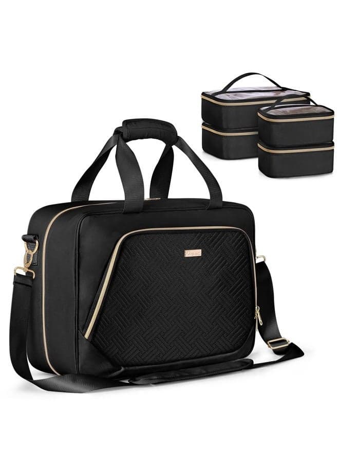 Professional Makeup Artist Bag, Large Makeup Organizer Travel Case, Black, Large, Professional