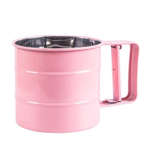 Cenbee Flour sieve stainless steel material manufacturing,Coffee Sieve Cup,Semi Automatic 2 Cup Sifter for Baking | Fine Mesh Pastry Sieve Cup(Pink)