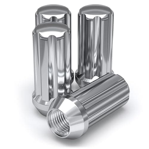 White Knight M14x1.50 Duplex 7 Spline Lug Nuts with Key (for Aftermarket Wheels), EZ Installation, Durable Carbon Steel with Stylish Triple Layered Chrome Finish, 3809L-4AM (4 Pack)