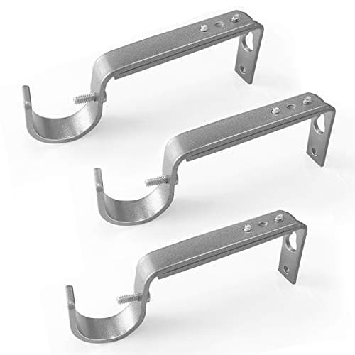 IHRDNNR Curtain Rod Holders Silver Heavy Duty Adjustable Rod Brackets for 7/8 or 1 Inch Rods, Set of 3 (Silver)
