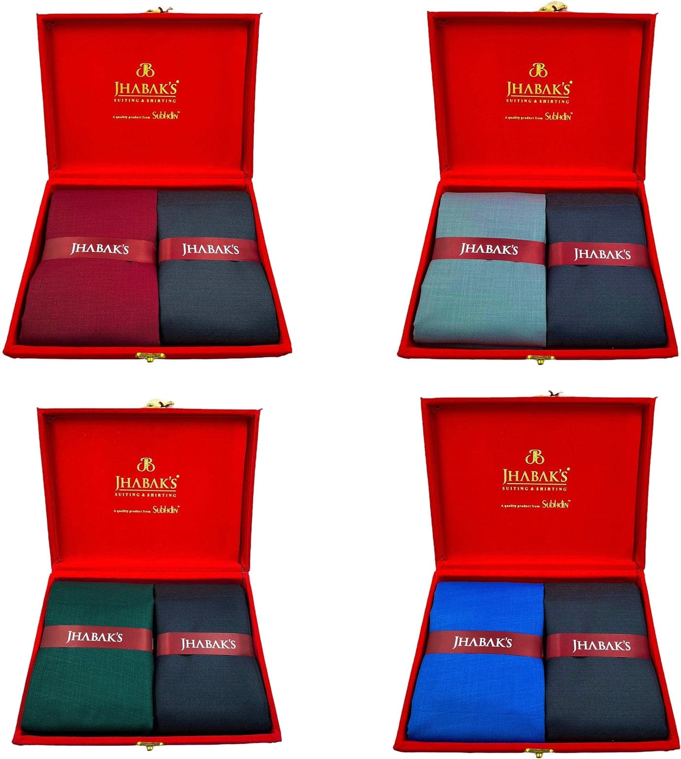 JHABAK'S Unstitched Cotton Blend Shirt & Trouser Fabric Solid - 2.25m Shirt Cloth- 1.20m Pant Piece (Pack of 4)