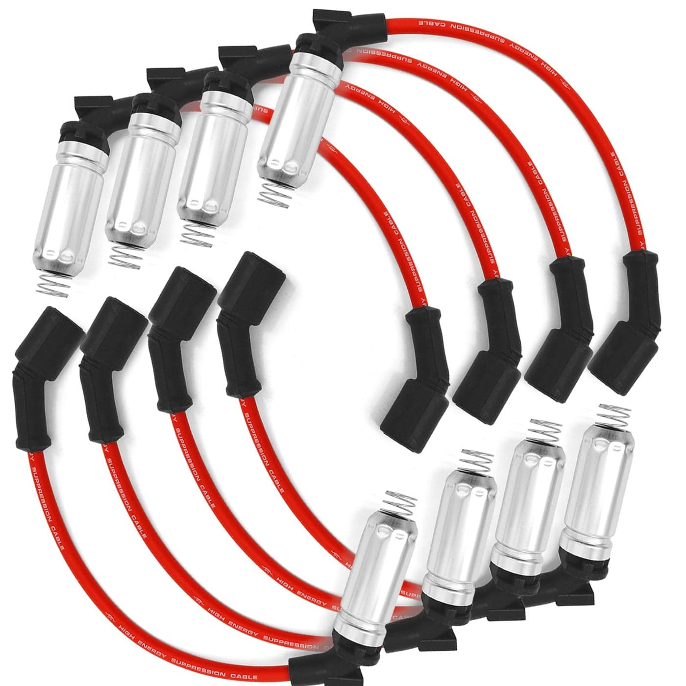 8 PCS Spark Plug Ignition Wire 102mm Spiral Wound Design Spark Plug Wire Set Compatible with 20002009 Chevy GMC V8 Engine Replace 48322R