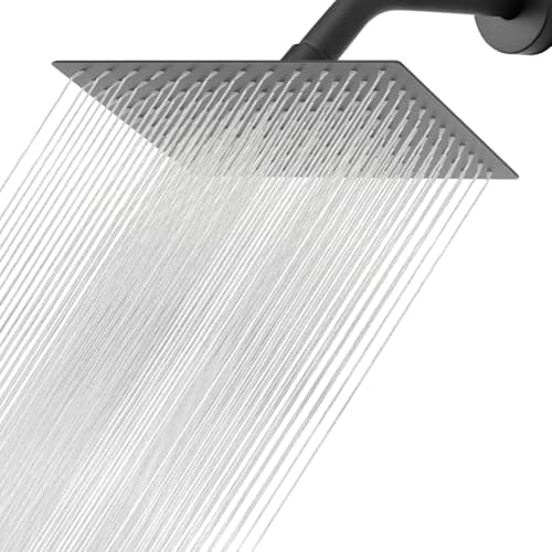 NearMoon Rain Shower Head, High Flow Stainless Steel Rainfall Shower, High Pressure Design, Awesome Shower Experience Even At Low Water Flow (12 Inch Rectangle, Matte Black)