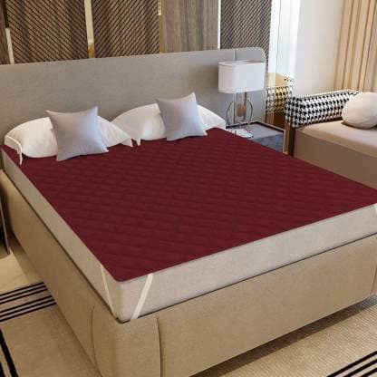 Rajasthan Crafts Premium Hotel Quality Queen Size 100% Waterproof Mattress Protector Smooth Fabric Fits Up 8-12 Inch Mattress Breathable Noiseless Cover and Washable (Maroon, 60x78 Inch)