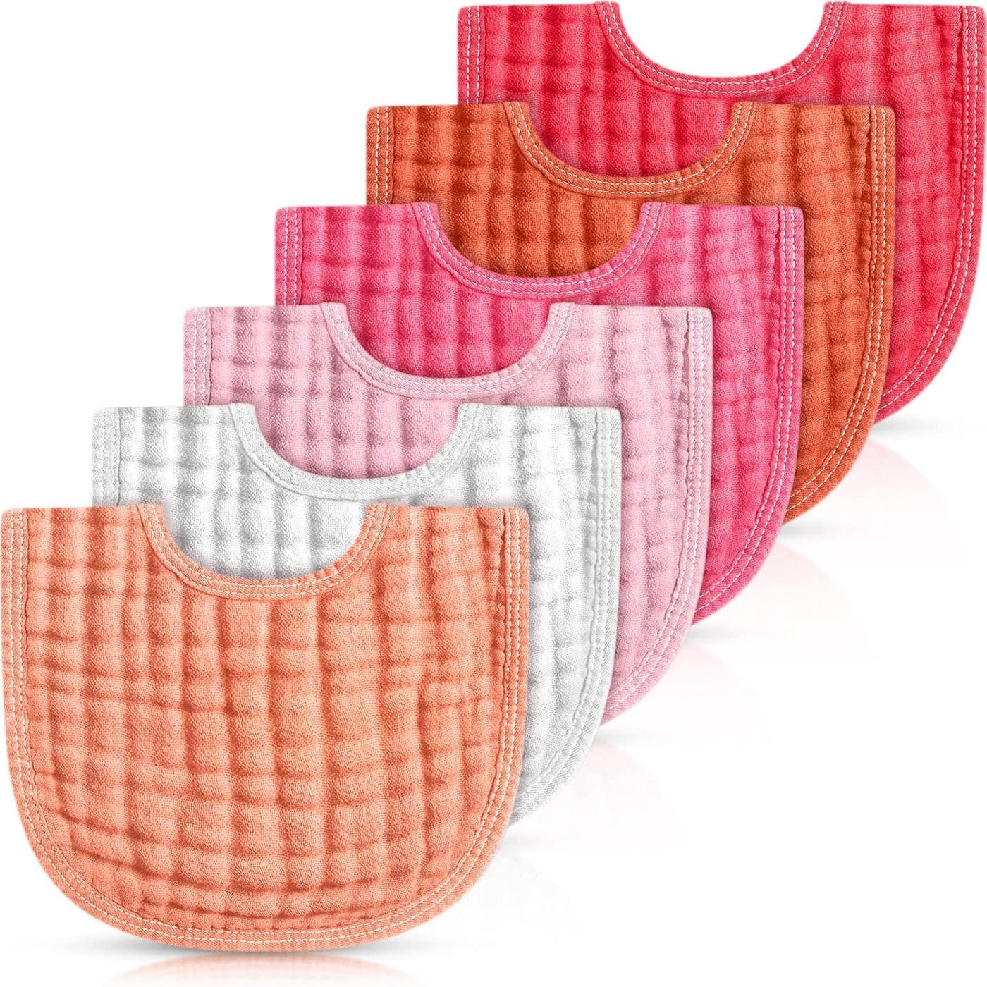Frienda 6 Pcs Muslin Bibs Burp Cloths for Baby Teething Bandana Bibs 6 Absorbent Layer for Baby Boy Girl Cotton Burping ClothPink Series