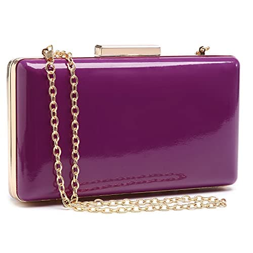 Dasein Women Evening Purses Clutch Bags Formal Party Clutches Wedding Purses Cocktail Prom Handbags (Patent Leather Purple)