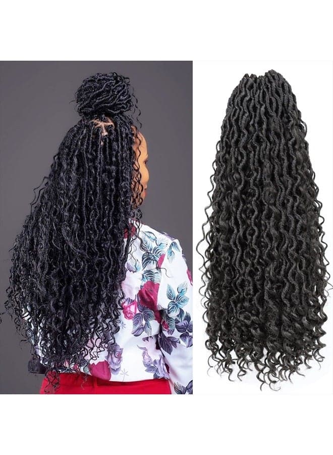 Goddess Locs Crochet Hair 22 Inch, 7 Packs Curly Faux Locs Crochet Hair, Pre Looped Locs Crochet Hair, Crochet Goddess Faux Locs Hair For Black Women(22 Inch, 7 Packs,1B)
