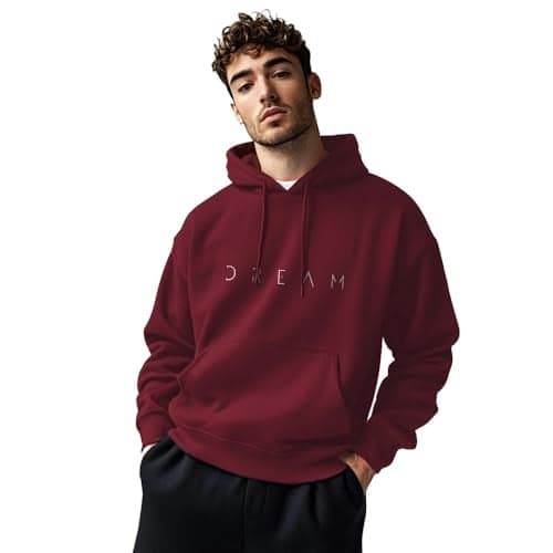 Nobero Men's Cotton Blend Neck Hooded Regular Fit Sweatshirt (1M-TWHO-C0530_Maroon (Small)