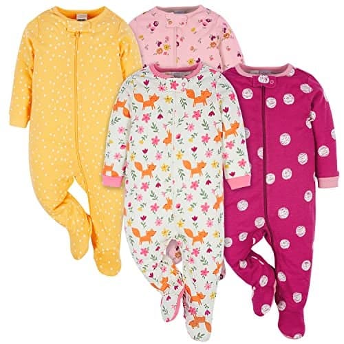 Onesies Brand Baby Girls 4-pack 'N Play Footies Multi And Toddler Sleepers, Fox, 3-6 Months US