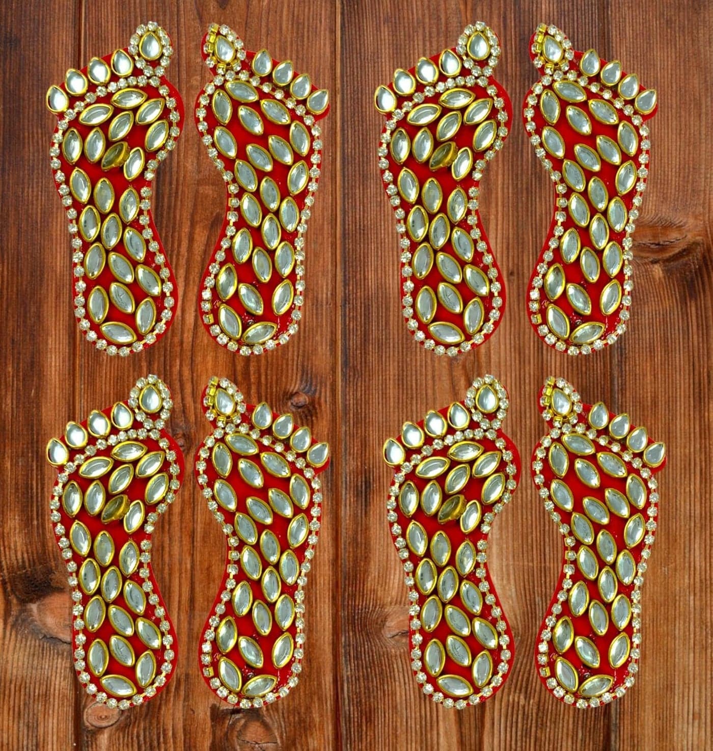 SESONBY 4 Pair Set Kundan Lakshmi Charan Paduka Diwali Lakshmi Charan Lakshmi Charan is a Rare Lucky Charm Footprints of Maha Lakshmi Diwali Decoraion Pooja Festival Decoration Wall Stickers