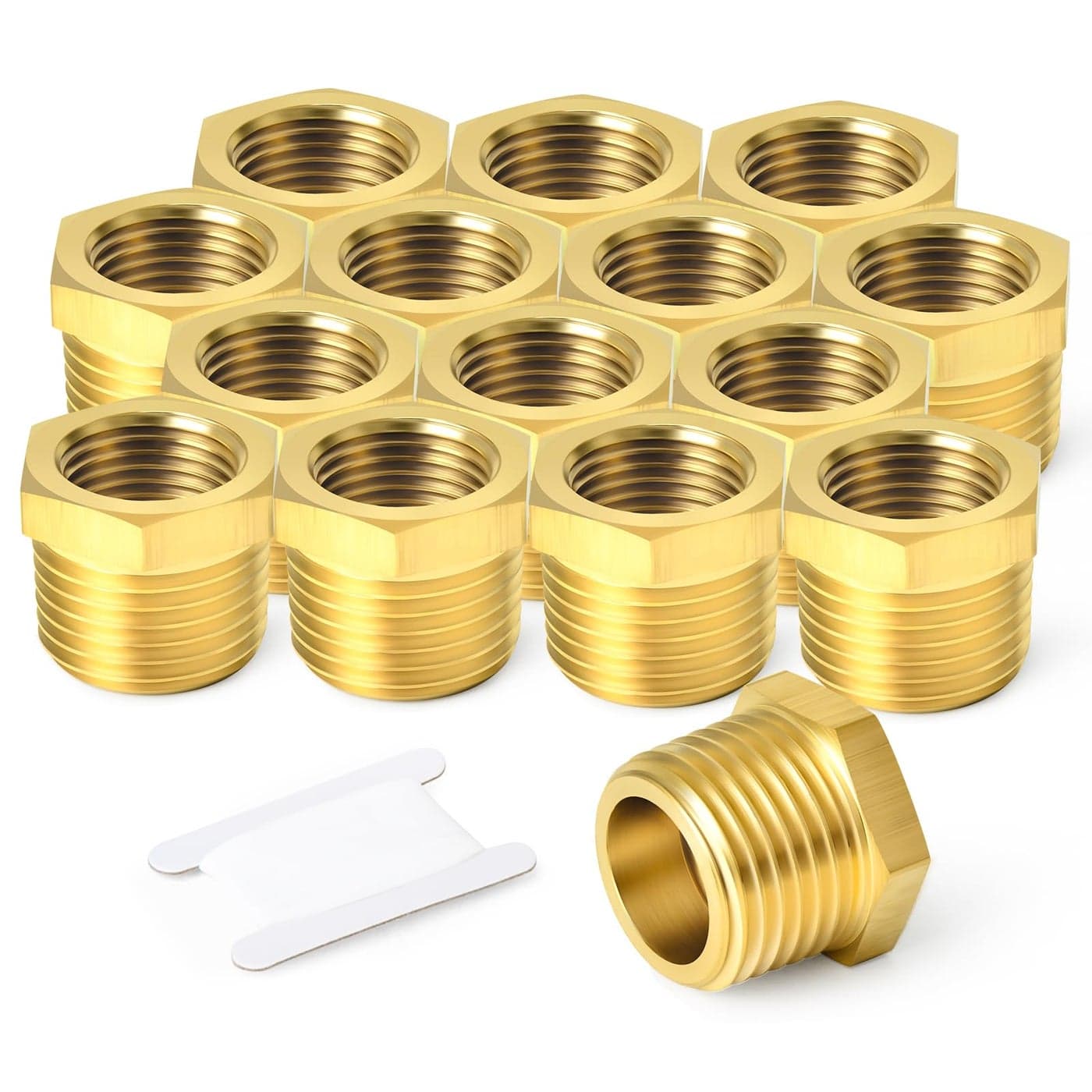 TAISHER 10PCS Brass Reducer Hex Bushing Threaded Pipe Fitting 12 NPT Male x 14 NPT Female Adapter