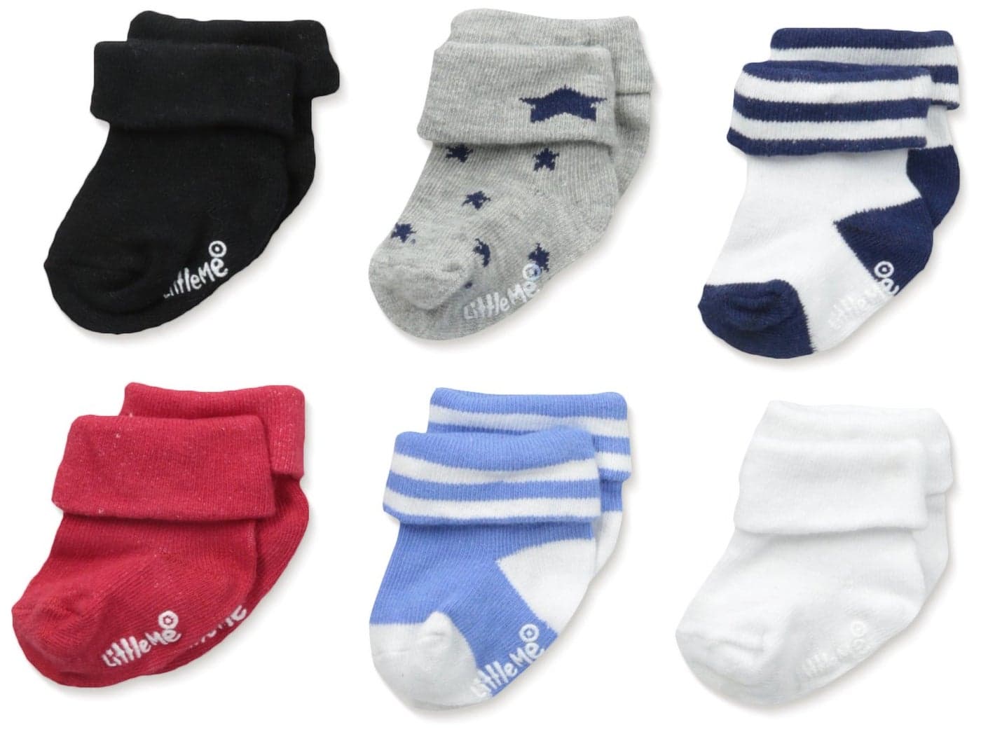 6Pack Baby Boys Socks Thick Cotton Rich Terry Cloth Turn Cuff Socks Assorted Colors 06 Months