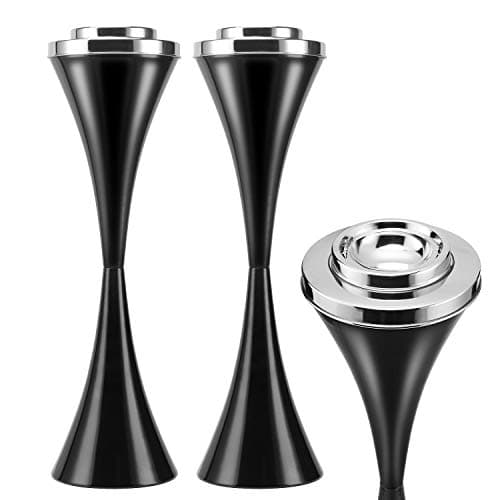 Anfrere 2 Pack Standing Outdoor Ashtray for Home Patio, Windproof Large & Tall Outside Ashtrays for Cigarette Butt Holder Receptacle Disposal, Black Smokers Cigar Ash Tray Container with Lid, C21BK