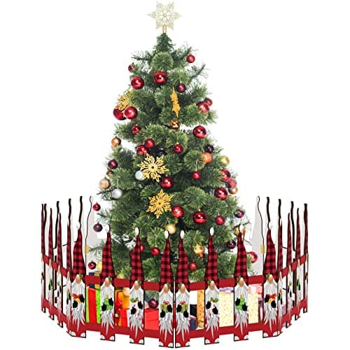 Blulu 6 Pack 12 Inch Christmas Tree Gate Gonme Christmas Tree Fences for Pets Dog Cat Blocker White Picket Fence Barrier Flexible Picket for Xmas Holiday Party Office Home Decor