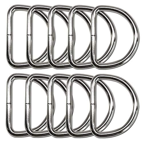 Ewparts 1.5 inch Metal D Ring - 10 Pack Heavy Duty Welded Stainless Steel D Ring for Sewing Dog Collar (1.5 inch Inner, 2 inch Outer)
