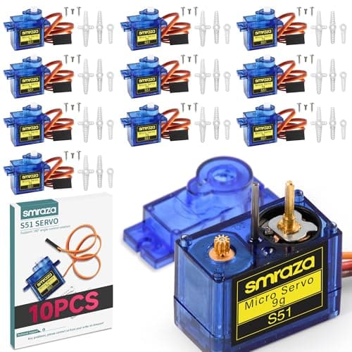 Smraza 10 Pcs SG90 9G Micro Servo Motor Kit for RC Robot Arm/Hand/Walking Helicopter Airplane Car Boat Control with Cable, Mini Servos for Arduino Project